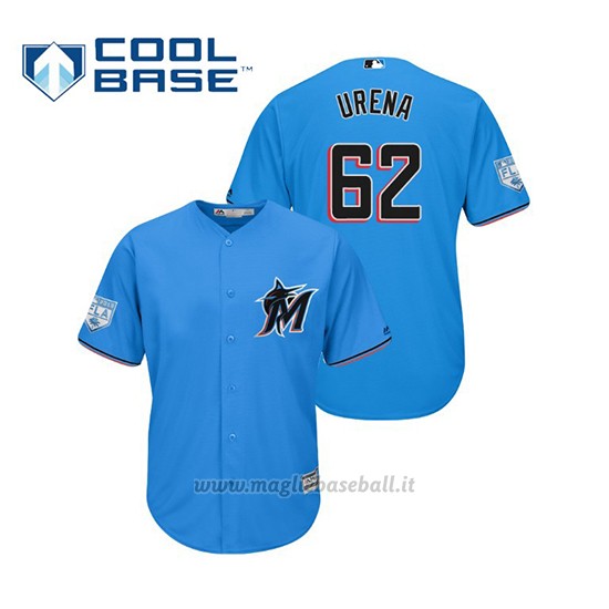 Maglia Baseball Uomo Miami Marlins Jose Urena Cool Base Entrenamiento De Primavera 2019 Blu